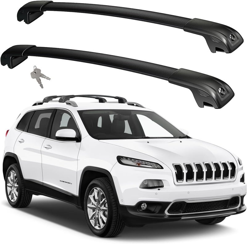 Soruci 300lbs Roof Rack Cross Bars Compatible with Jeep Cherokee 2014-2023 (Not for Jeep Grand Cherokee), Aluminum Lockable Car Roof Rails Crossbar for Rooftop Cargo Luggage Kayak Canoe Bike Snowboard - Image 1